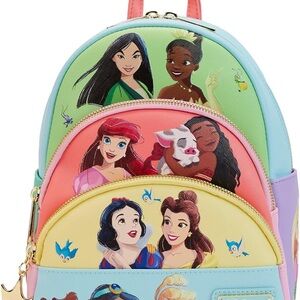 Loungefly Disney Princess Collage Triple Pocket Mini Backpack